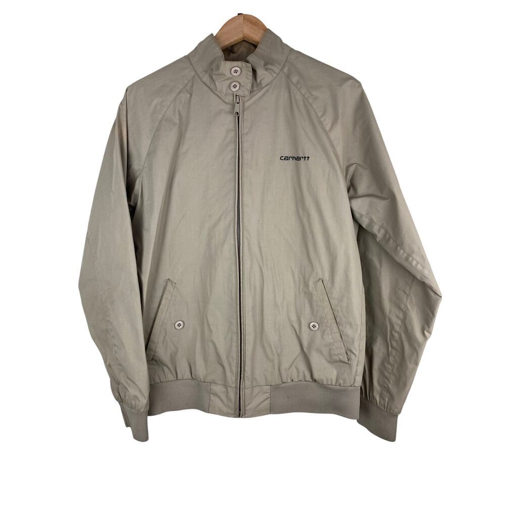 RARE Carhartt Men's M Tan Full Zip Cotton Blend Rude Bomber Jacket‎ *
